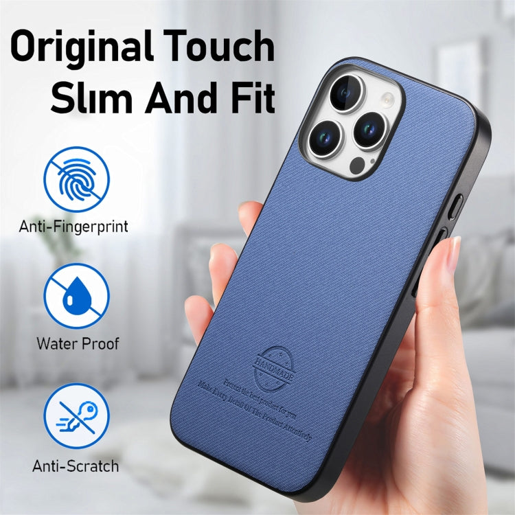 Twill Fabric Leather Skin Back Phone Case, For iPhone 14 Plus, For iPhone 14, For iPhone 14 Pro
