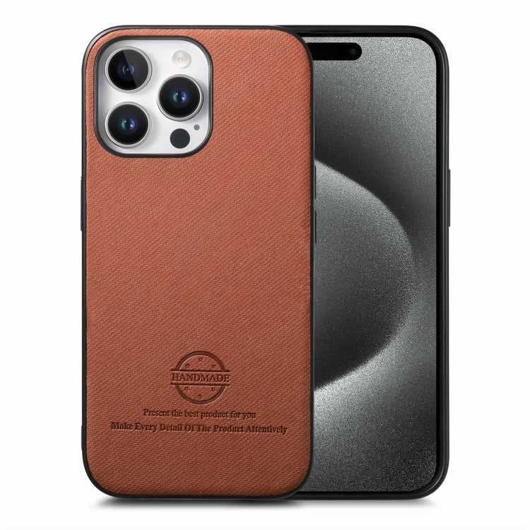 Twill Fabric Leather Skin Back Phone Case, For iPhone 16 Plus, For iPhone 16, For iPhone 15 Pro Max