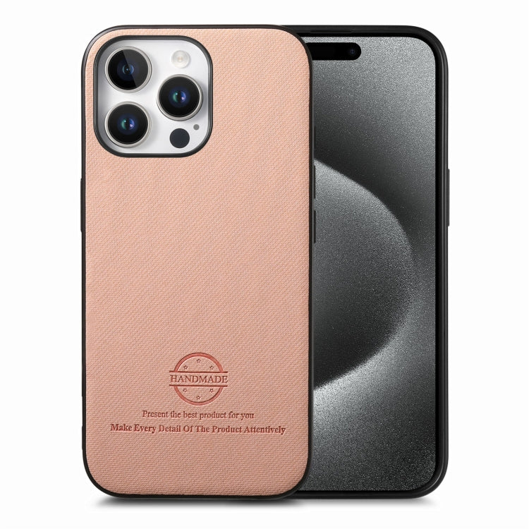 Twill Fabric Leather Skin Back Phone Case, For iPhone 16 Plus, For iPhone 16, For iPhone 15 Pro Max