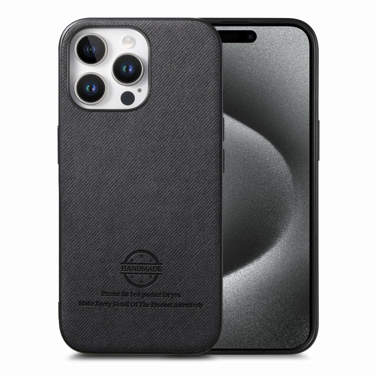 Twill Fabric Leather Skin Back Phone Case, For iPhone 16 Plus, For iPhone 16, For iPhone 15 Pro Max