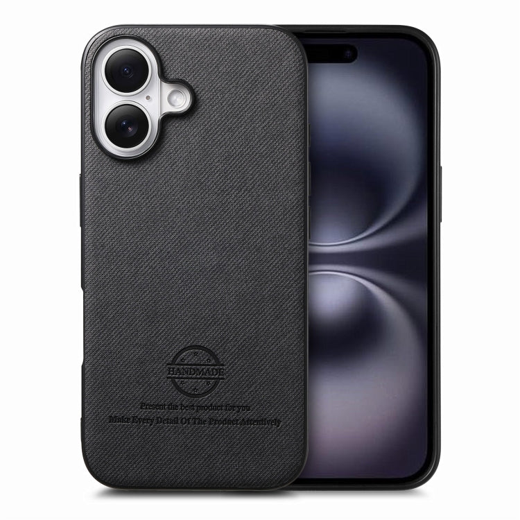 Twill Fabric Leather Skin Back Phone Case, For iPhone 16 Plus, For iPhone 16, For iPhone 15 Pro Max