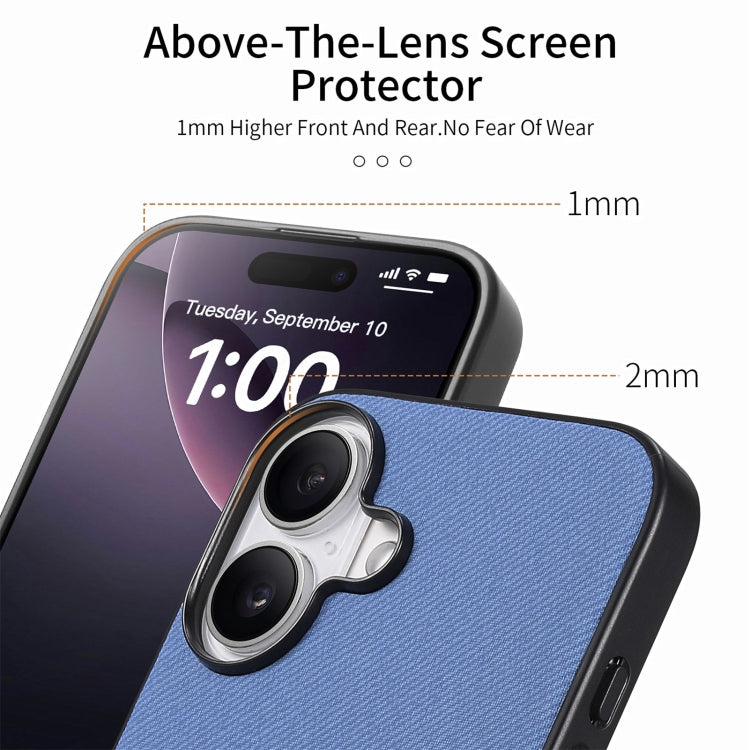 Twill Fabric Leather Skin Back Phone Case, For iPhone 16 Plus, For iPhone 16, For iPhone 15 Pro Max