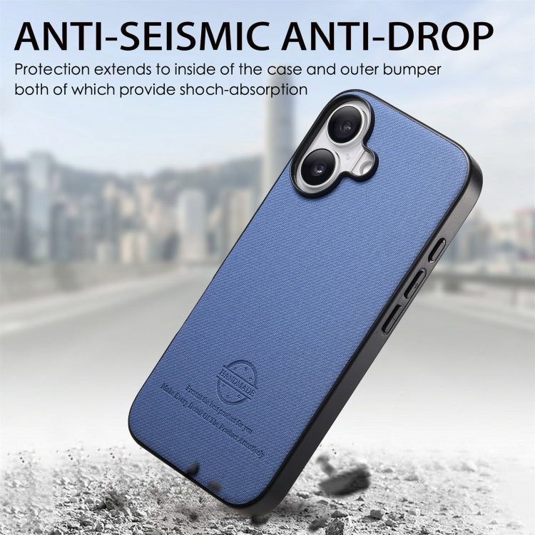 Twill Fabric Leather Skin Back Phone Case, For iPhone 16 Plus, For iPhone 16, For iPhone 15 Pro Max