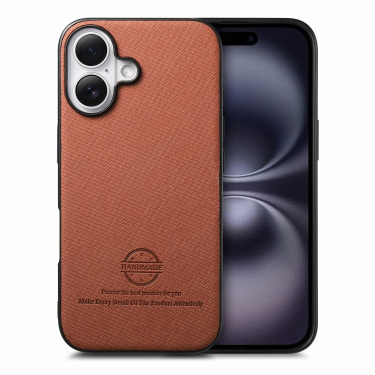 Twill Fabric Leather Skin Back Phone Case, For iPhone 16 Plus, For iPhone 16, For iPhone 15 Pro Max