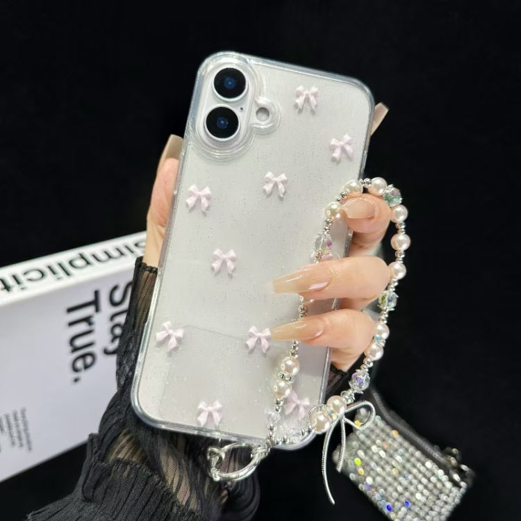 Little Fresh Bow Bracelet Chain TPU Phone Case, For iPhone 16 Pro Max, For iPhone 16 Pro, For iPhone 16 Plus, For iPhone 16, For iPhone 15 Pro Max, For iPhone 15 Pro