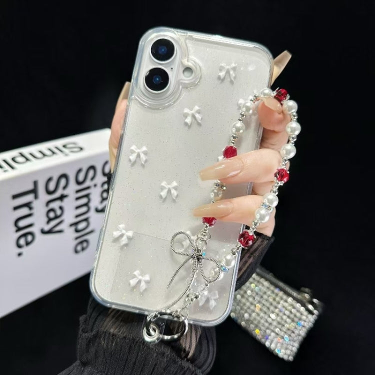Little Fresh Bow Bracelet Chain TPU Phone Case, For iPhone 16 Pro Max, For iPhone 16 Pro, For iPhone 16 Plus, For iPhone 16, For iPhone 15 Pro Max, For iPhone 15 Pro