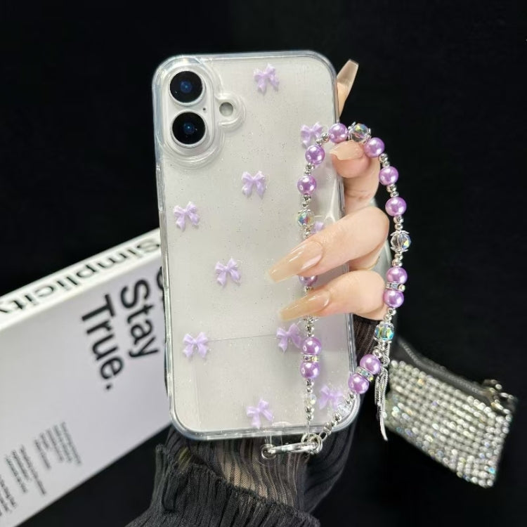Little Fresh Bow Bracelet Chain TPU Phone Case, For iPhone 16 Pro Max, For iPhone 16 Pro, For iPhone 16 Plus, For iPhone 16, For iPhone 15 Pro Max, For iPhone 15 Pro