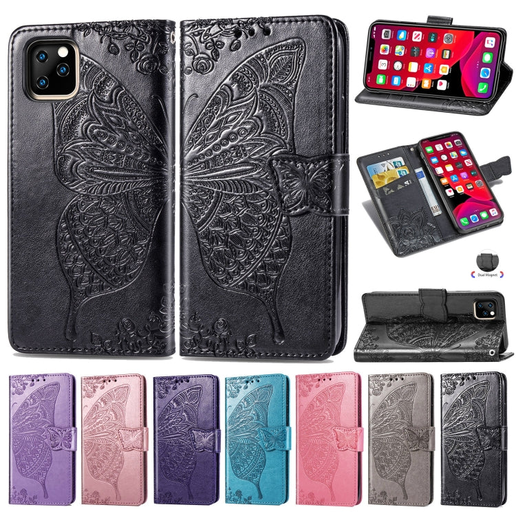 Butterfly Love Flowers Embossing Horizontal Flip Leather Case For iPhone XIR （2019) with Holder & Card Slots & Wallet & Lanyard, For iPhone 11