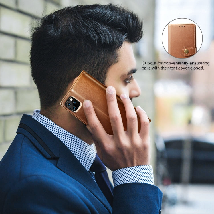 Retro Solid Color Leather Buckle Mobile Phone Protection Leather Case with Photo Frame & Card Slot & Wallet & Bracket Function for iPhone XI（2019）, For iPhone 11 Pro