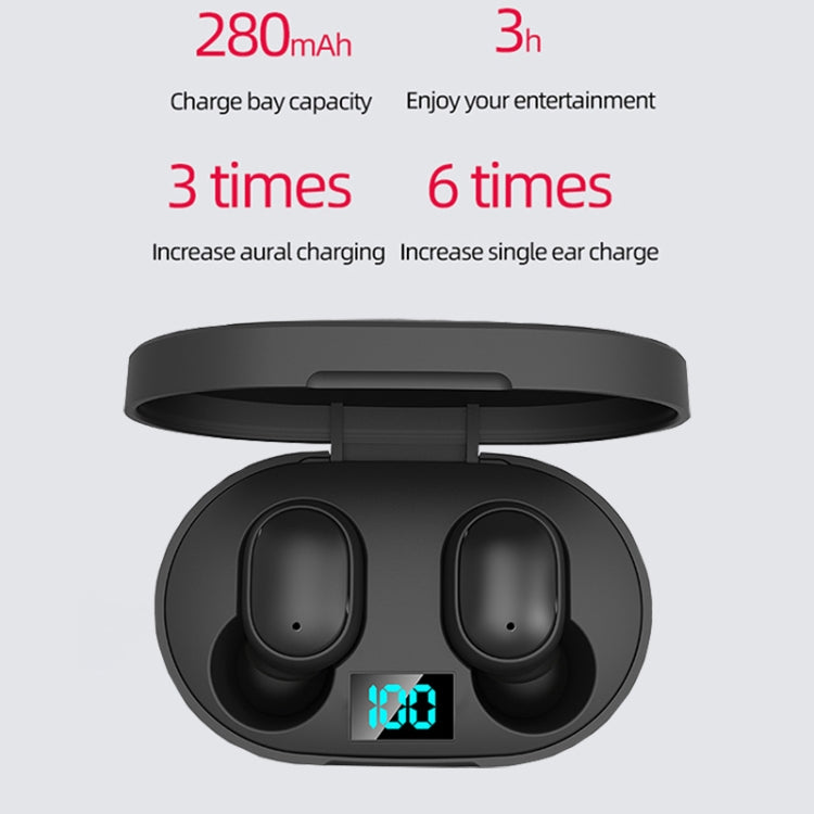 E6S LED Display Wireless Earphone TWS Bluetooth V5.3 Headsets Waterproof Bluetooth Earbuds, E6S (Black)
