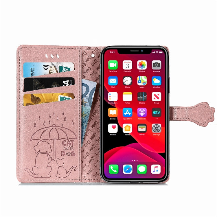Cute Cat and Dog Embossed Horizontal Flip PU Leather Case with Holder / Card Slot / Wallet / Lanyard, For iPhone 11 Pro Max, For iPhone XS/X, For iPhone XR