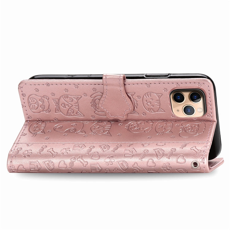 Cute Cat and Dog Embossed Horizontal Flip PU Leather Case with Holder / Card Slot / Wallet / Lanyard, For iPhone 11 Pro Max, For iPhone XS/X, For iPhone XR