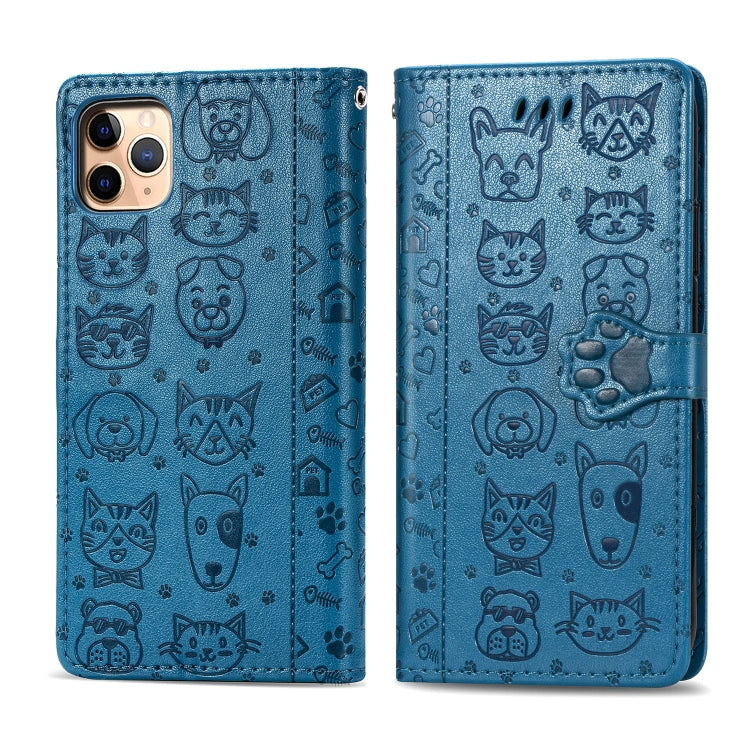 Cute Cat and Dog Embossed Horizontal Flip PU Leather Case with Holder / Card Slot / Wallet / Lanyard, For iPhone 11 Pro Max, For iPhone XS/X, For iPhone XR