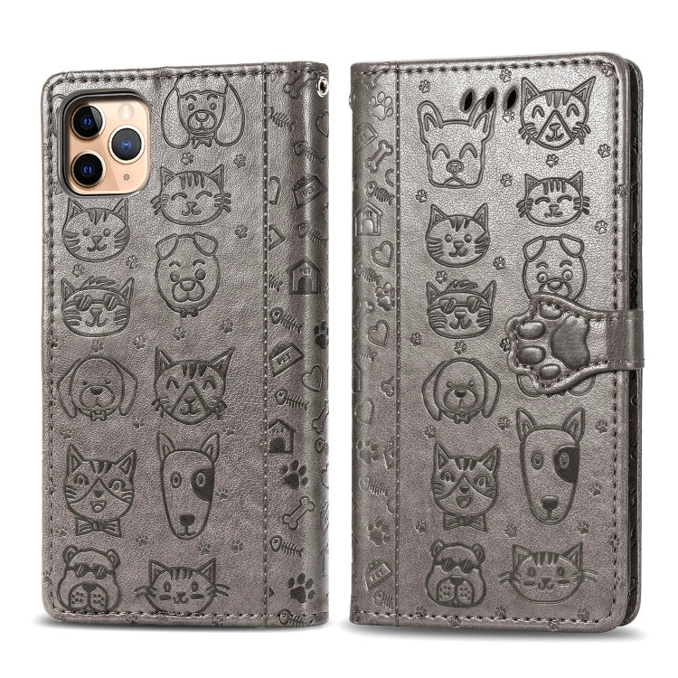 Cute Cat and Dog Embossed Horizontal Flip PU Leather Case with Holder / Card Slot / Wallet / Lanyard, For iPhone 11 Pro Max, For iPhone XS/X, For iPhone XR
