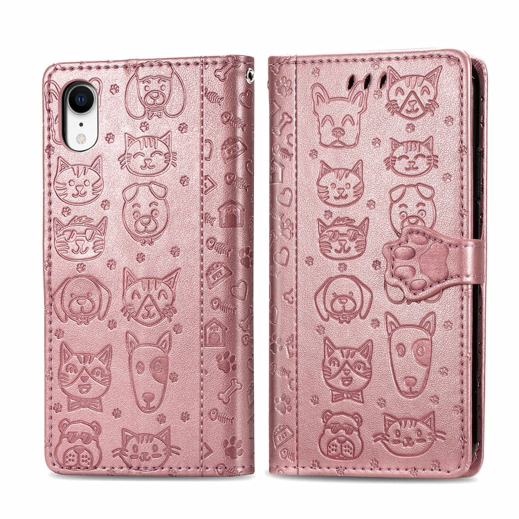 Cute Cat and Dog Embossed Horizontal Flip PU Leather Case with Holder / Card Slot / Wallet / Lanyard, For iPhone 11 Pro Max, For iPhone XS/X, For iPhone XR