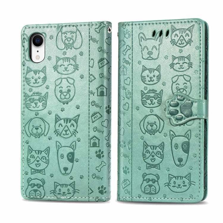 Cute Cat and Dog Embossed Horizontal Flip PU Leather Case with Holder / Card Slot / Wallet / Lanyard, For iPhone 11 Pro Max, For iPhone XS/X, For iPhone XR