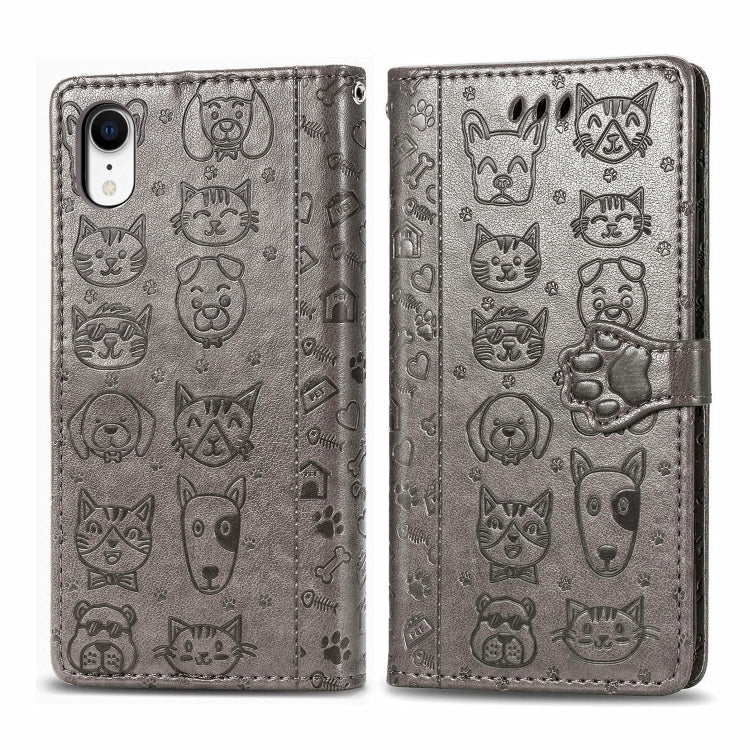 Cute Cat and Dog Embossed Horizontal Flip PU Leather Case with Holder / Card Slot / Wallet / Lanyard, For iPhone 11 Pro Max, For iPhone XS/X, For iPhone XR