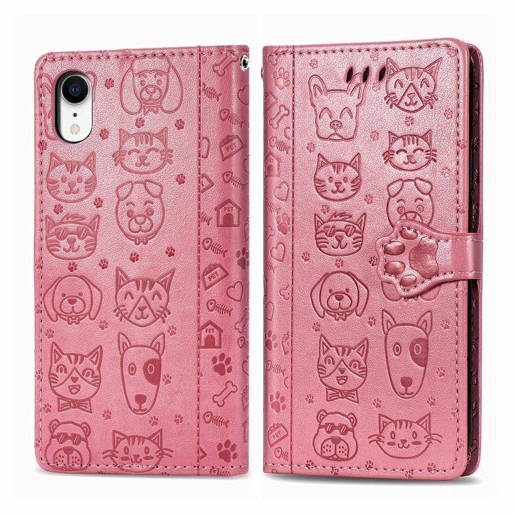 Cute Cat and Dog Embossed Horizontal Flip PU Leather Case with Holder / Card Slot / Wallet / Lanyard, For iPhone 11 Pro Max, For iPhone XS/X, For iPhone XR