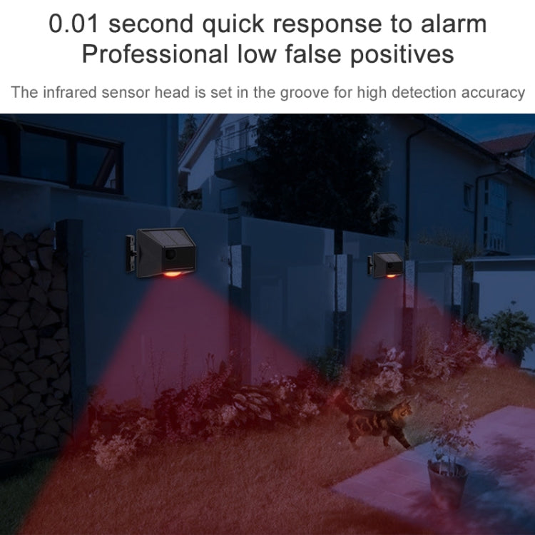 N911F 129dB Wireless Remote Control Solar Human Body Induction Sound Light Alarm