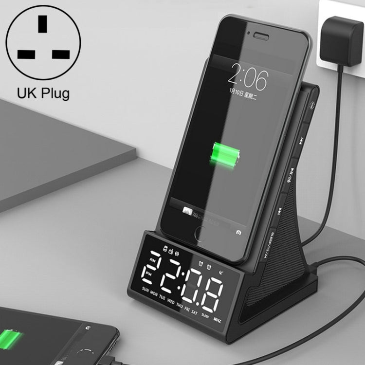 X7 Multifunctional Wireless Charging Bluetooth Speaker with Alarm Clock & Radio & Remote Control, US Plug, UK Plug, EU Plug, AU Plug