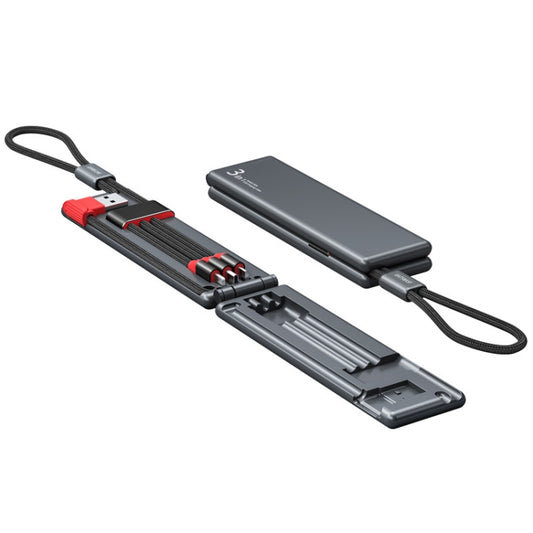 Oatsbasf 03083 Portable Multi-Function Micro USB + USB-C / Type-C + 8 Pin 3 in 1 Charging Cable