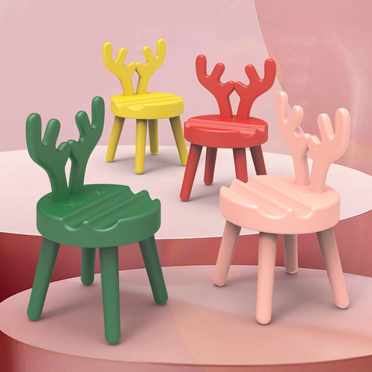 Cartoon Chair Shape Desktop Mobile Phone Holder Cute Mini Universal Phone Rack, Deer(Pink), Deer(Green), Deer(Yellow)