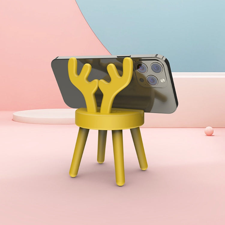 Cartoon Chair Shape Desktop Mobile Phone Holder Cute Mini Universal Phone Rack, Deer(Pink), Deer(Green), Deer(Yellow)