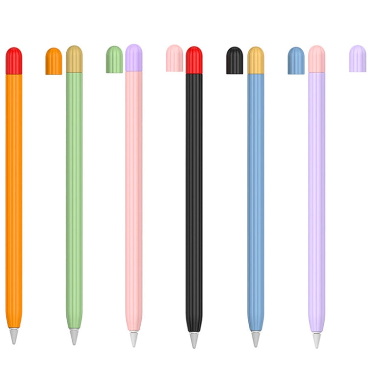2 Sets 5 In 1 Stylus Silicone Protective Cover + Two-Color Pen Cap + 2 Nib Cases Set, For Apple Pencil 1 (Orange), For Apple Pencil 1 (Matcha Green), For Apple Pencil 1 (Pink), For Apple Pencil 1 (Black), For Apple Pencil 1 (Blue)...