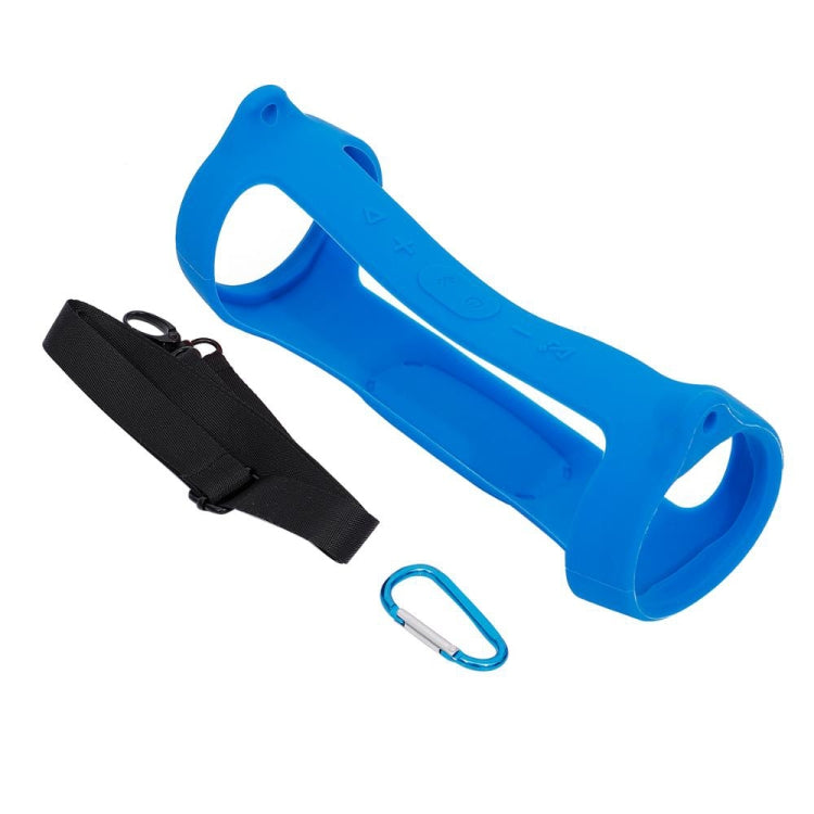 For JBL Charge 4 Bluetooth Speaker Portable Silicone Protective Cover with Shoulder Strap & Carabiner