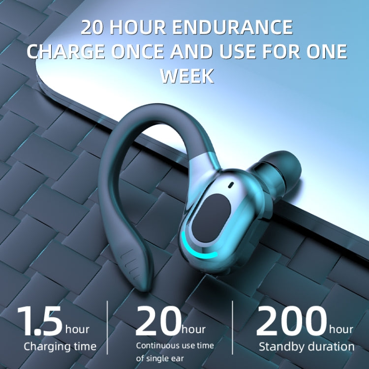 F8 Bluetooth 5.1 Ear-Mounted Stereo Wireless Sports Earphone, Single Earphone (Black+Blue), Single Earphone (Black+Green), Single Earphone (Black), Single Earphone (White), Single Earphone (Black+Red)