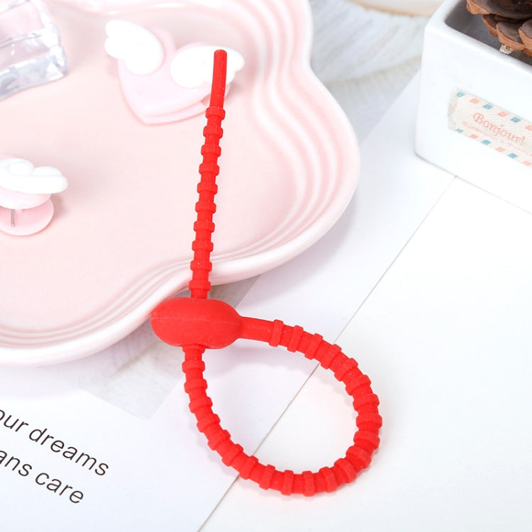 20 PCS Silicone Data Cable Storage Strap Cable Organizer, 21cm Orange, 21cm Pink, 21cm Brown, 21cm Grey, 21cm Yellow, 21cm Red, 21cm Green, 21cm Blue