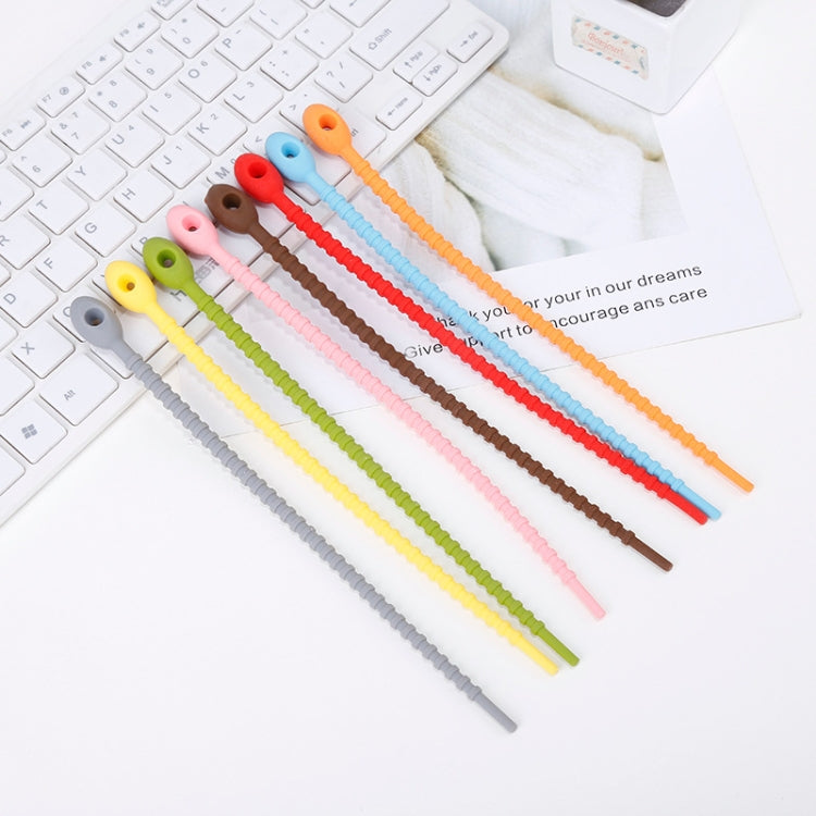 20 PCS Silicone Data Cable Storage Strap Cable Organizer, 21cm Orange, 21cm Pink, 21cm Brown, 21cm Grey, 21cm Yellow, 21cm Red, 21cm Green, 21cm Blue