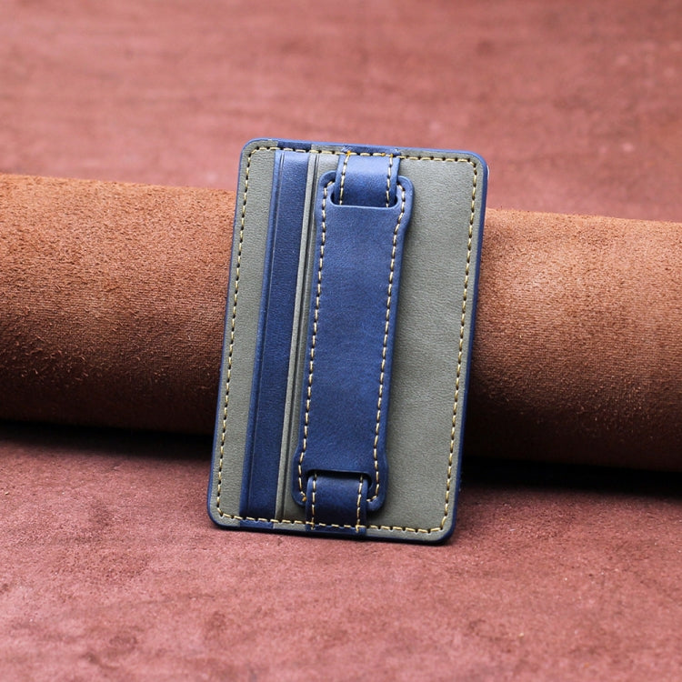 2 PCS Leather Phone Card Sleeve Back Sticker Wrist Pull Strap Holder, Card Sleeve Black, Card Sleeve Brown, Card Sleeve Blue, Card Sleeve Red