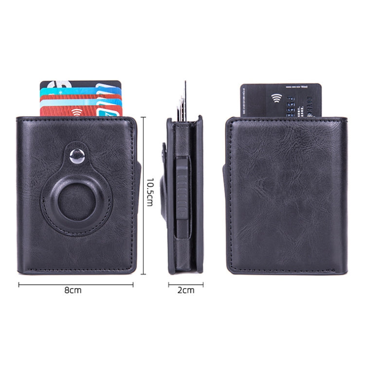 X-80 RFID Anti-theft Brushed Leather Card Holder For AirTag, Black, Blue, Coffee, Apricot, Carbon Fiber Black