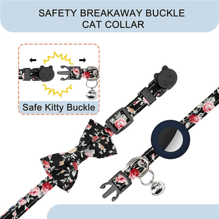 Anti-Lost Printed Bow Pet Collar with Bell for AirTag, Yellow, Blue, Pink, Deep Blue, Orange, Mint Green