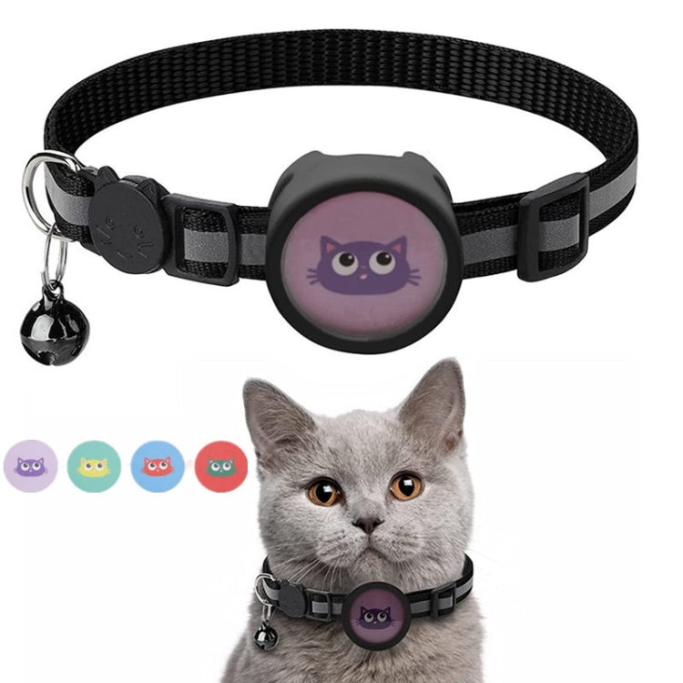 Pet Reflective Collar with Bell for AirTag, Red, Purple, Black, Pink