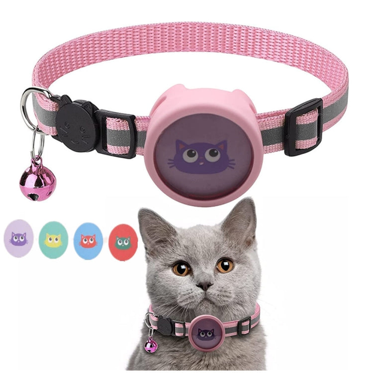Pet Reflective Collar with Bell for AirTag, Red, Purple, Black, Pink