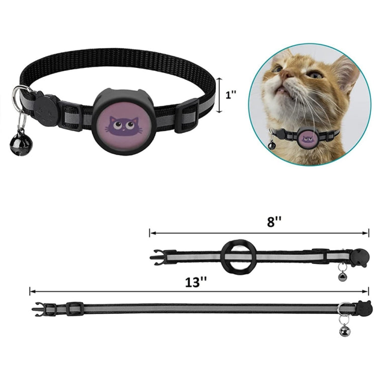 Pet Reflective Collar with Bell for AirTag, Red, Purple, Black, Pink