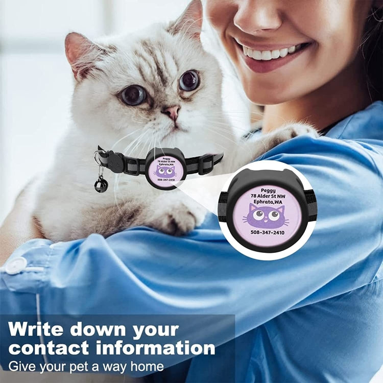 Pet Reflective Collar with Bell for AirTag, Red, Purple, Black, Pink