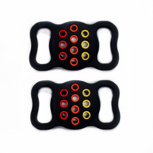 2 PCS Contrast Color Perforated Pet Collar Silicone Cover for AirTag, Black, Dark Blue Colorful, Pink Colorful, Dark Green, Black and Gray