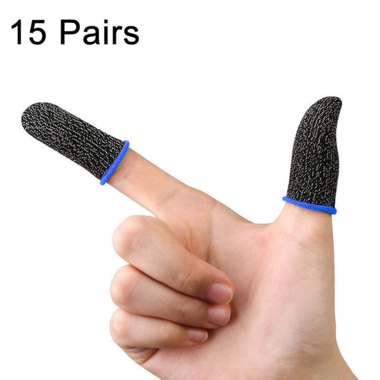 15 Pairs 18 Needles Gaming Finger Glove Anti-sweat and Non-slip Glove,Color:, Silver Fibre Blue Trim, Silver Fibre Red Trim