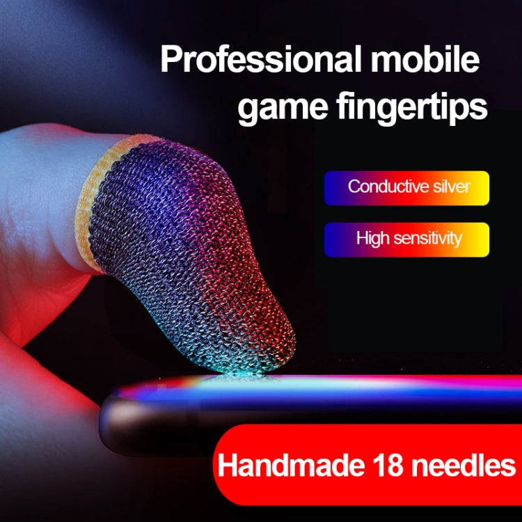 15 Pairs 18 Needles Gaming Finger Glove Anti-sweat and Non-slip Glove,Color:, Silver Fibre Blue Trim, Silver Fibre Red Trim