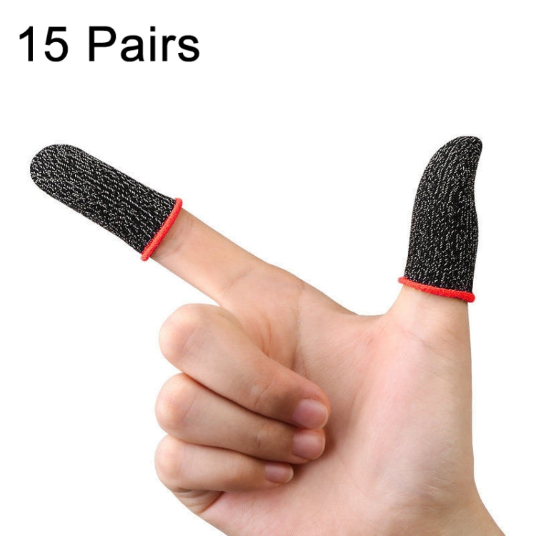 15 Pairs 18 Needles Gaming Finger Glove Anti-sweat and Non-slip Glove,Color:, Silver Fibre Blue Trim, Silver Fibre Red Trim