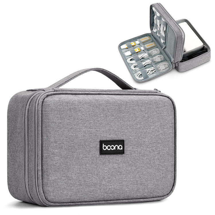 Baona Multifunctional Earphone Data Cable Digital Storage Bag, Spec:, Single-layer (Gray), Single-layer (Black), 2-layer (Gray), 2-layer (Black), Single-Layer Box (Gray), Single-Layer Box (Black), 2-layer Box (Gray), 2-layer Box (Black), XL (Gray)...