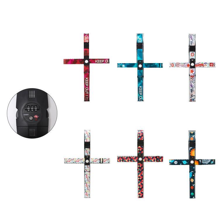 Elastic Luggage Cross Strap with TSA Lock – Colorful Travel Suitcase Belt