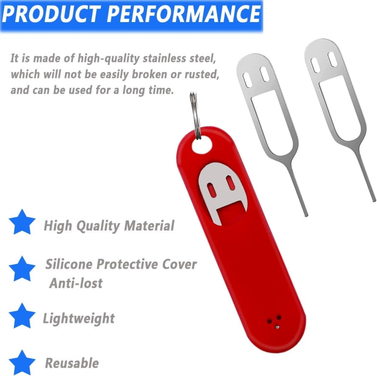 Eject Sim Card Tray Open Pins Needle Keychain Tool With Silicone Case
