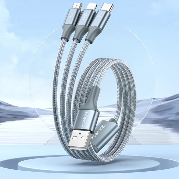 ROMOSS CB25 3 In 1 3.5A 8 Pin + Micro USB + Type C/USB-C Cable, 1m, 1.5m