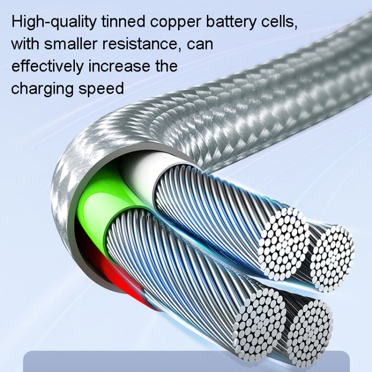 ROMOSS CB25 3 In 1 3.5A 8 Pin + Micro USB + Type C/USB-C Cable, 1m, 1.5m