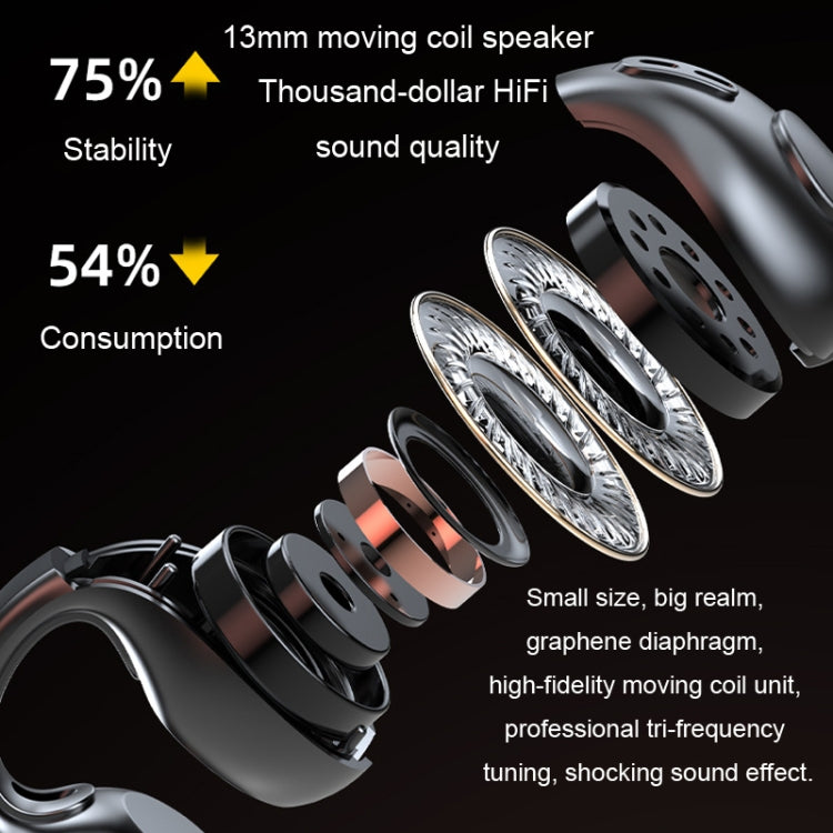 JX80 TWS Wireless Bone Conduction Clip-On Ear Noise Reduction Bluetooth Headset