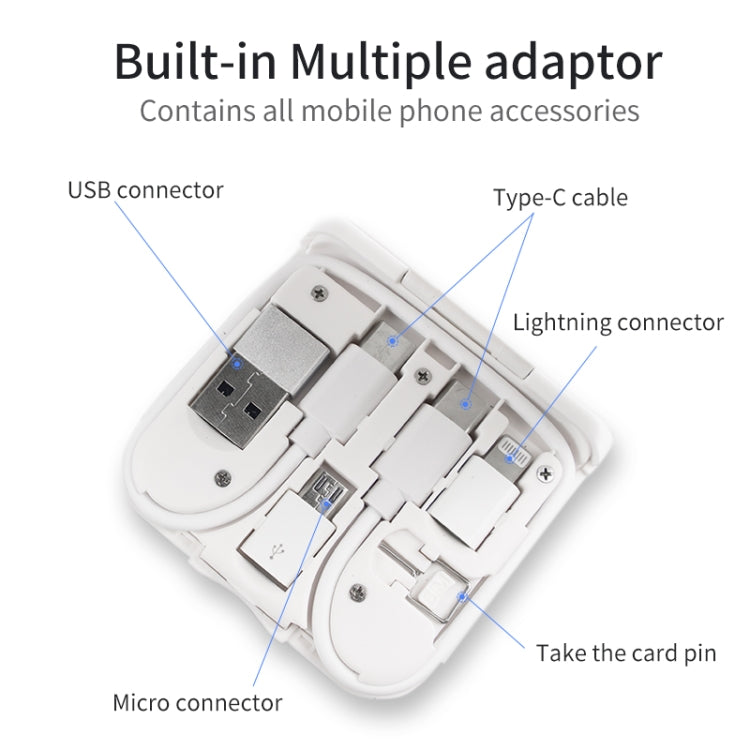 10-in-1 Magnetic Wireless Folding Charger With Data Cable Adapter Storage box, BM3093 (White), BM3093